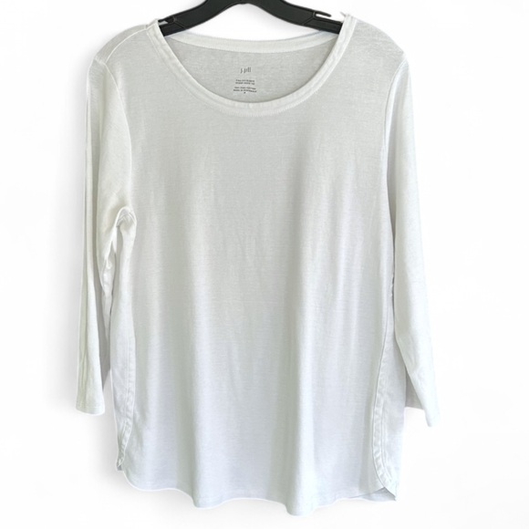 J. Jill Tops - J. Jill White Pima Cotton Scoop Neck 3/4 Sleeve Classic Layering Top | Size M